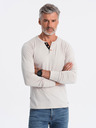 Ombre Clothing Tricou bărbătesc gri deschis cu nasturi Ombre Clothing HENLEY