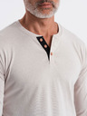 Ombre Clothing Tricou bărbătesc gri deschis cu nasturi Ombre Clothing HENLEY