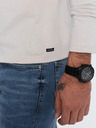 Ombre Clothing Tricou bărbătesc gri deschis cu nasturi Ombre Clothing HENLEY