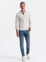 Ombre Clothing Tricou bărbătesc gri deschis cu nasturi Ombre Clothing HENLEY