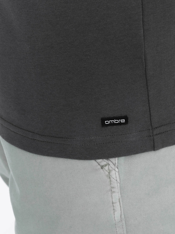 Ombre Clothing Cămașă bărbătească gri închis cu nasturi în jos Ombre Clothing HENLEY