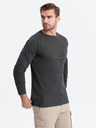Ombre Clothing Cămașă de bază pentru bărbați gri închis cu buzunar Ombre Clothing