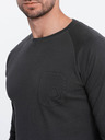 Ombre Clothing Cămașă de bază pentru bărbați gri închis cu buzunar Ombre Clothing