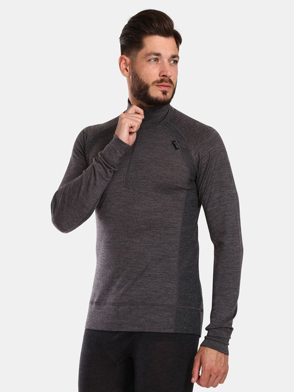 Kilpi Cămașă termică din lână Merino pentru bărbați, gri închis Kilpi JAGER-M