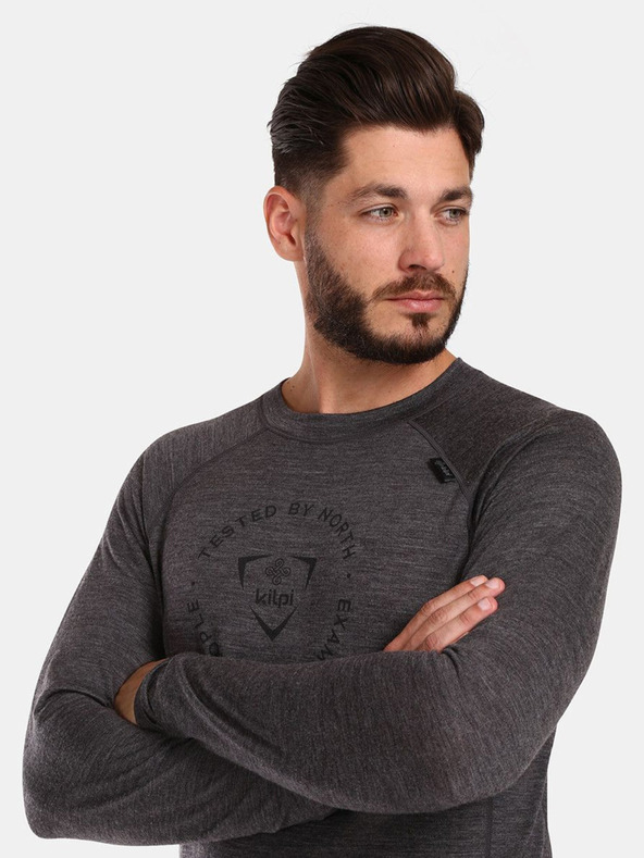 Kilpi Tricou de bărbați din lână Merino gri închis Kilpi MAVORA TOP-M