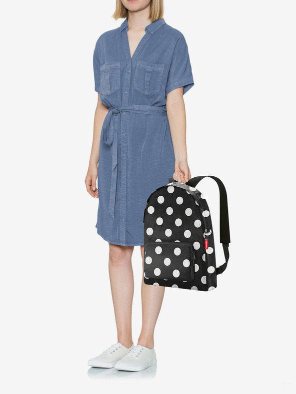 Reisenthel Black Polka Dot Rucsac Reisenthel Mini Maxi Rucksack Dots White