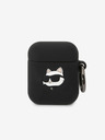 Karl Lagerfeld Logo 3D NFT Choupette Head carcasă din silicon pentru Airpods 1/2 negru Karl Lagerfeld