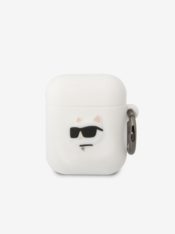 Karl Lagerfeld Logo 3D NFT Choupette Head carcasă din silicon pentru Airpods 1/2 alb Karl Lagerfeld