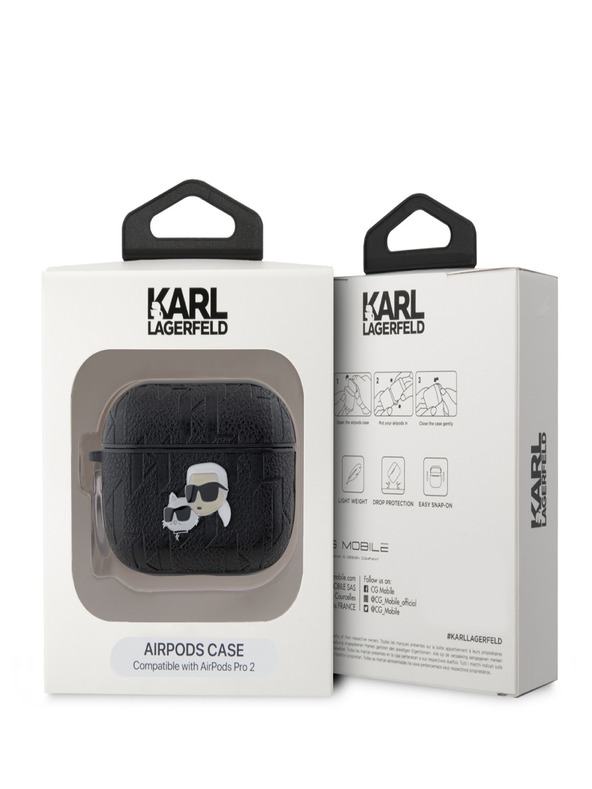 Karl Lagerfeld Karl Lagerfeld PU Embossed Karl and Choupette Heads Case pentru AirPods Pro 2 Negru