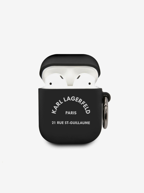 Karl Lagerfeld Rue St Guillaume Carcasă din silicon pentru Airpods 1/2 negru Karl Lagerfeld