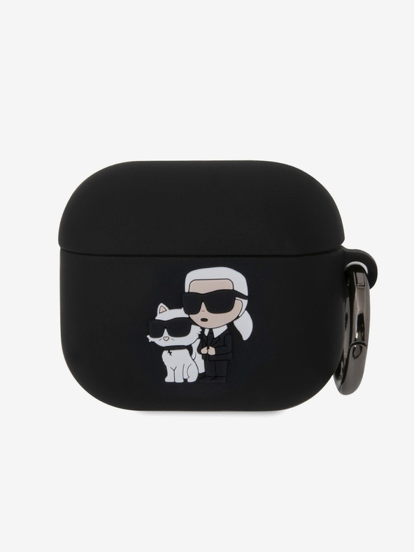 Karl Lagerfeld Carcasă din silicon cu logo 3D NFT Karl și Choupette pentru AirPods 3 negru Karl Lagerfeld