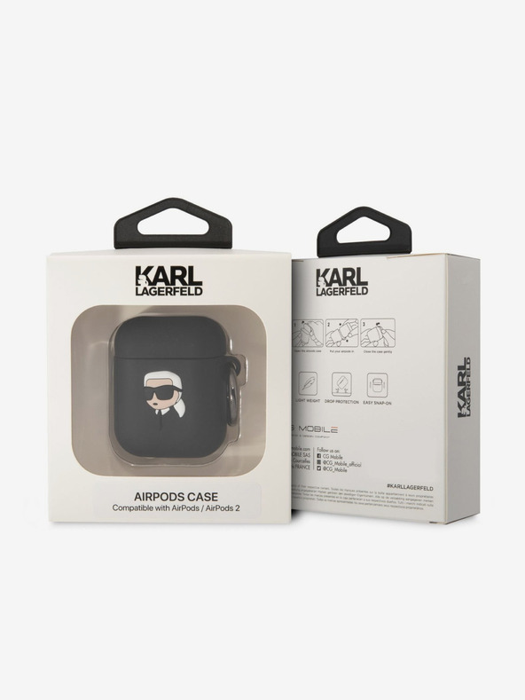 Karl Lagerfeld 3D Logo NFT Karl Head Silicon Caz pentru Airpods 1/2 negru Karl Lagerfeld