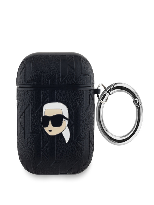 Karl Lagerfeld Karl Lagerfeld PU Embossed Karl Head Case pentru AirPods 1/2 Negru