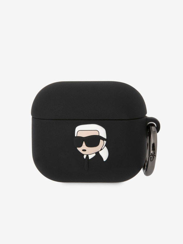 Karl Lagerfeld Carcasă din silicon cu logo 3D NFT Karl Head pentru Airpods 3 negru Karl Lagerfeld
