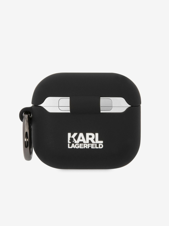 Karl Lagerfeld Carcasă din silicon cu logo 3D NFT Karl Head pentru Airpods 3 negru Karl Lagerfeld