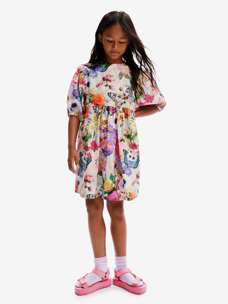 Desigual Rochie florală pentru fete mov și crem Desigual Akira