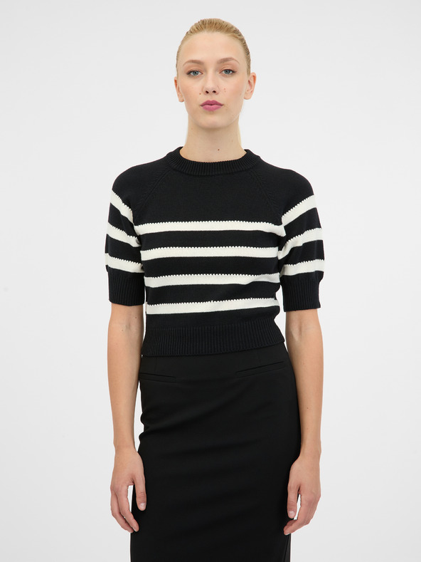 Orsay Pulover negru cu mânecă scurtă pentru femei ORSAY