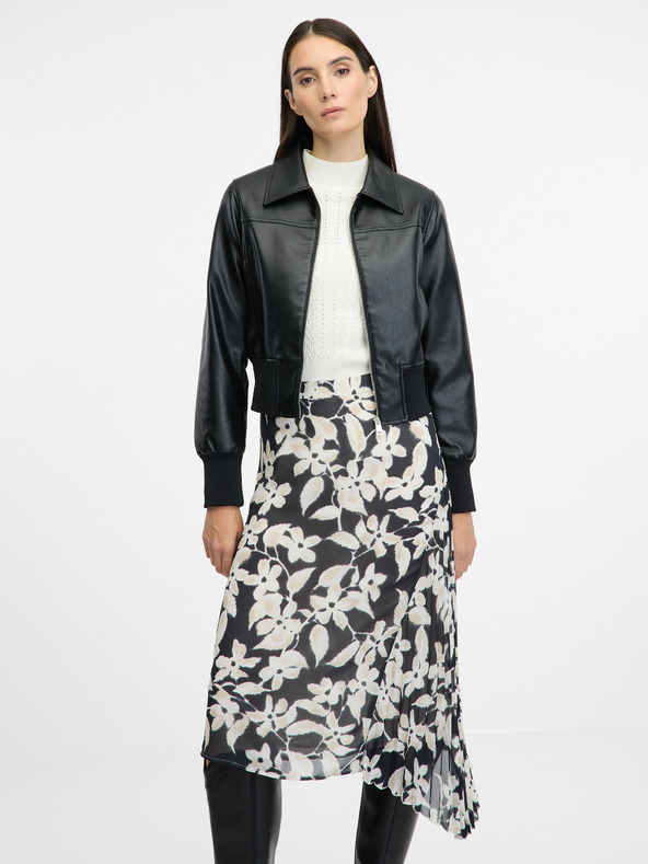 Orsay Jachetă din piele neagră pentru femei ORSAY