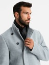 Ombre Clothing Palton parka bărbătesc cu guler înalt și închidere asimetrică Gri Îmbrăcăminte Ombre