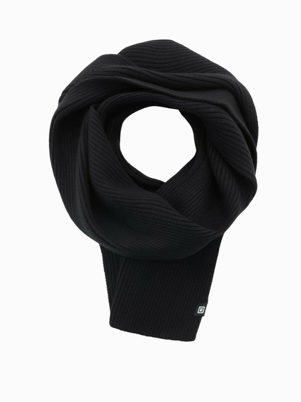 Ombre Clothing Eșarfă bărbătească tricotată de culoare solidă cu nervuri negru Ombre Clothing