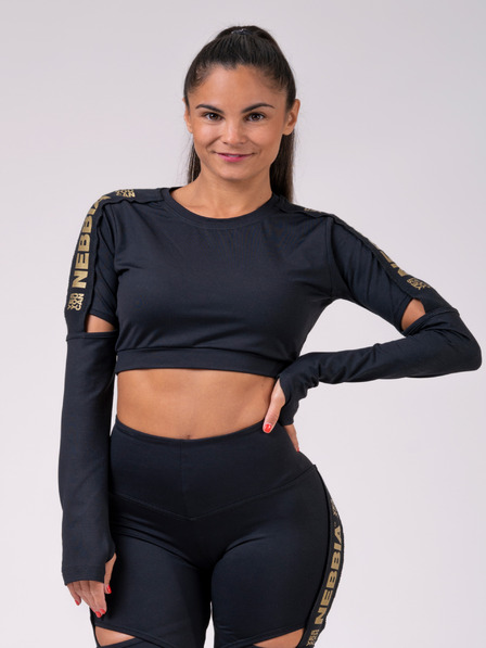Nebbia Top de cultură Honey Bunny 821 - negru