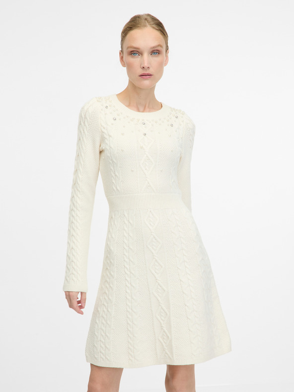 Orsay Rochie crem pentru doamne până la genunchi ORSAY