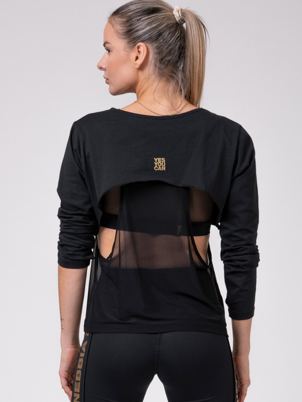 Nebbia Tricou negru cu plasă INTENSE pentru femei 805