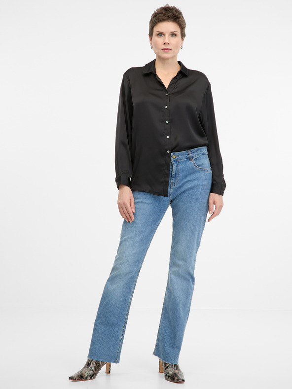Orsay Cămașă neagră cu guler pentru femei ORSAY