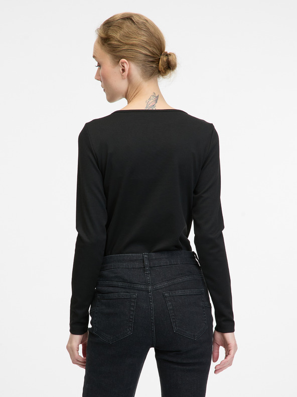 Orsay Bluză neagră cu mânecă lungă pentru femei ORSAY