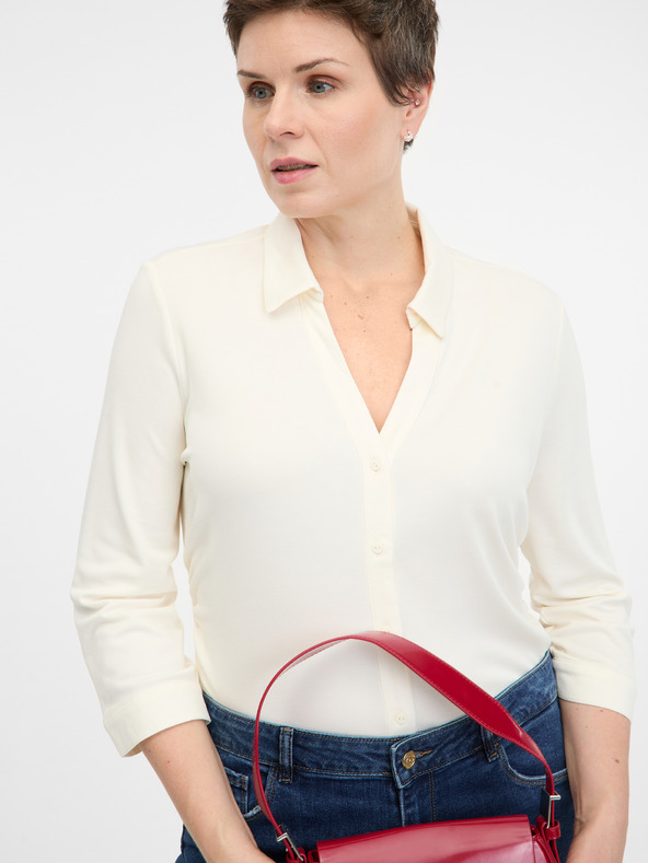 Orsay Bluză de damă crem cu guler ORSAY