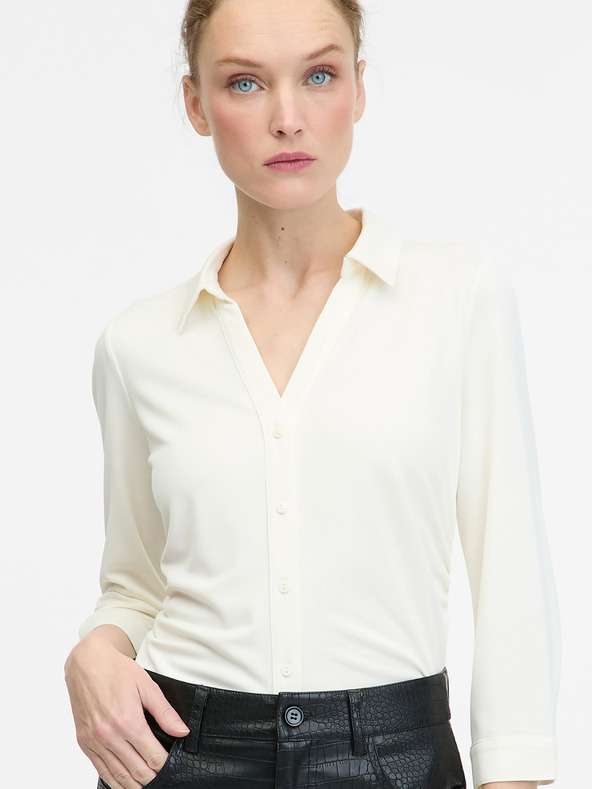 Orsay Bluză de damă crem cu guler ORSAY
