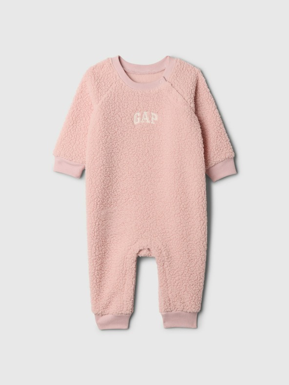 GAP Baby salopetă cu glugă din sherpa cu logo GAP
