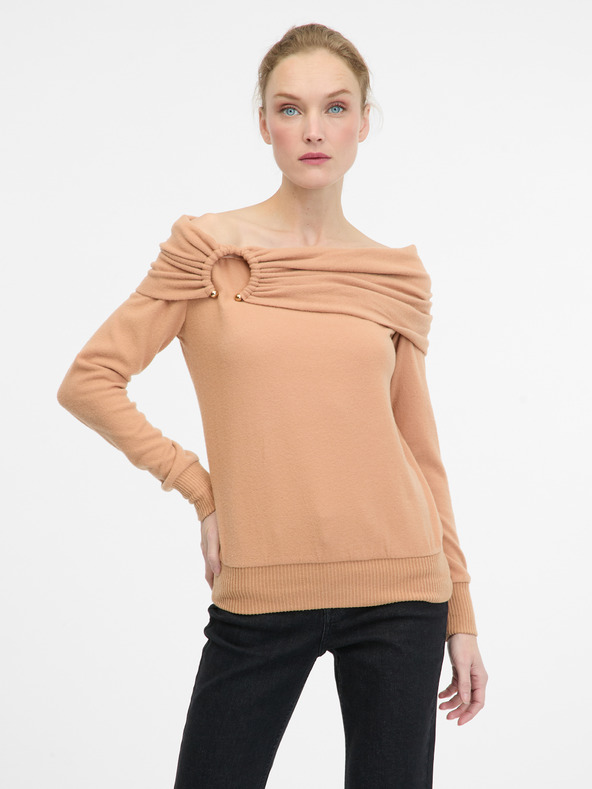 Orsay Tricou de damă maro deschis cu mâneci lungi ORSAY