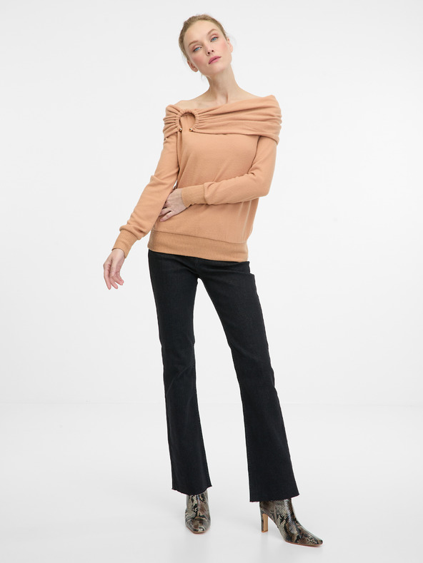 Orsay Tricou de damă maro deschis cu mâneci lungi ORSAY