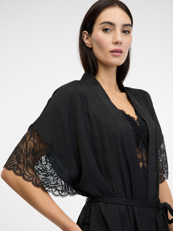 Orsay Halat de damă negru din satin ORSAY