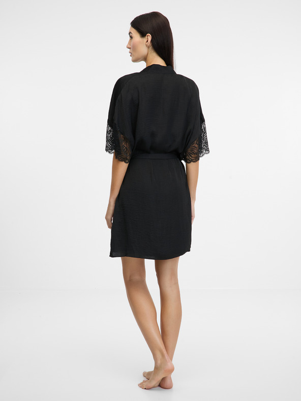 Orsay Halat de damă negru din satin ORSAY