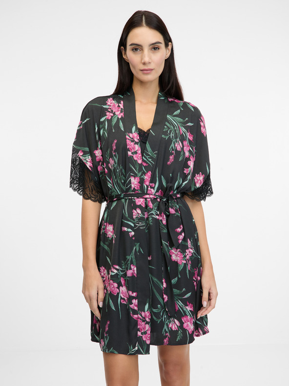 Orsay Halat de damă negru din satin ORSAY