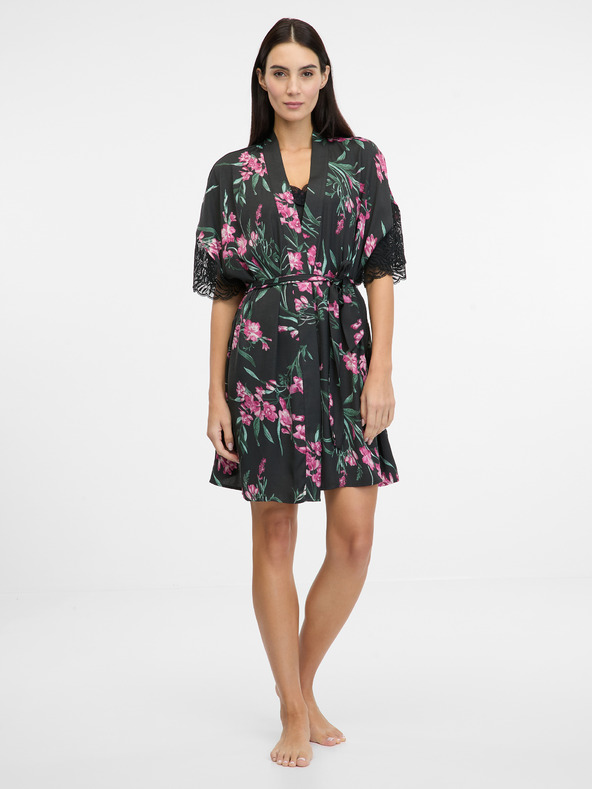 Orsay Halat de damă negru din satin ORSAY