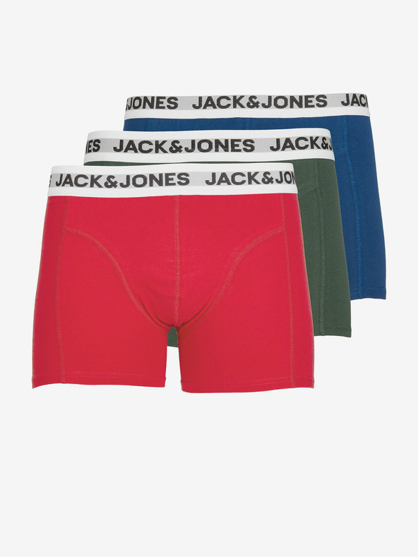 Jack & Jones Set de trei boxeri pentru bărbați în albastru, verde și roșu Jack & Jones Rikki