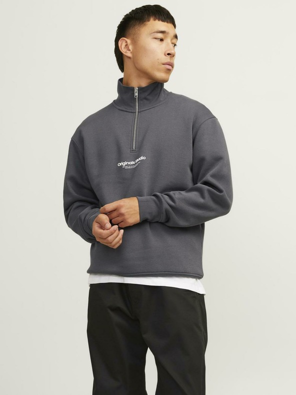 Jack & Jones Hanorac cu fermoar Jack & Jones gri pentru bărbați