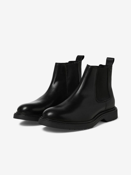 Jack & Jones Cizme chelsea negre din piele pentru bărbați Jack & Jones Vaux