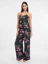 Orsay Pantaloni de pijama negri din satin pentru femei ORSAY