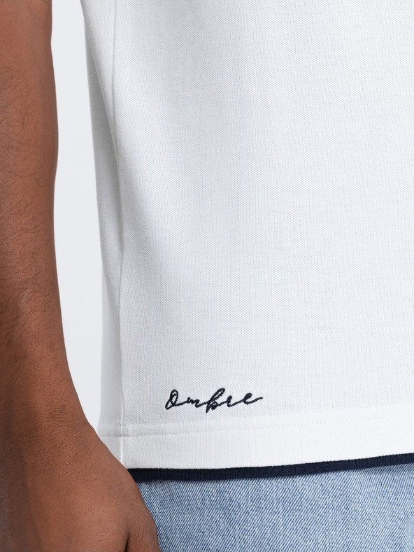 Ombre Clothing Tricou polo alb pentru bărbați Ombre Clothing