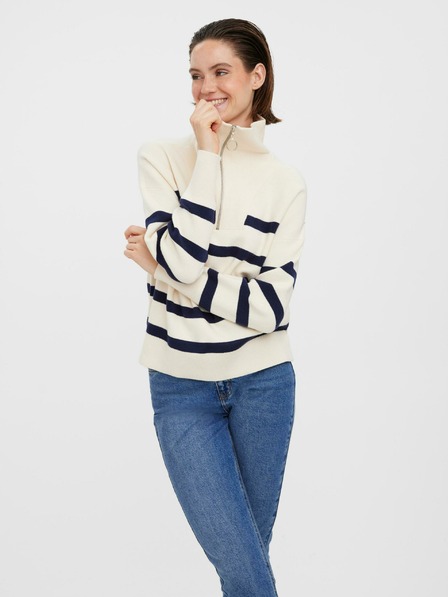 Vero Moda Pulover cu dungi albastre și crem VERO MODA Saba