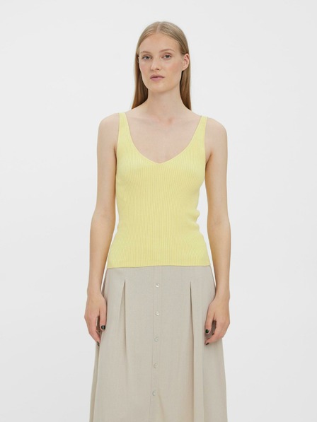 Vero Moda Tricou fără mâneci de bază cu nervuri, galben deschis, pentru femei VERO MODA Glory