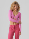 Vero Moda Cardigan roz cu nervuri scurte pentru femei VERO MODA Glory