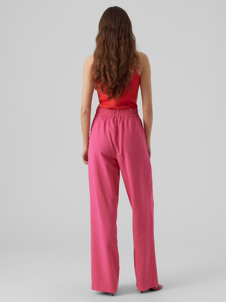 Vero Moda Pantaloni largi roz închis pentru femei VERO MODA Carmen