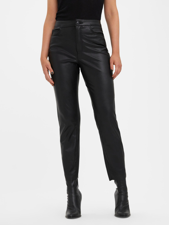 Vero Moda Pantaloni din piele negri pentru femei VERO MODA Brenda