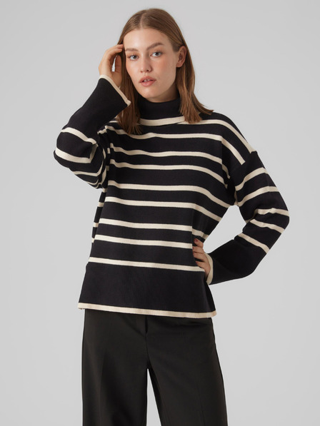 Vero Moda Pulover negru cu dungi pentru femei VERO MODA Saba