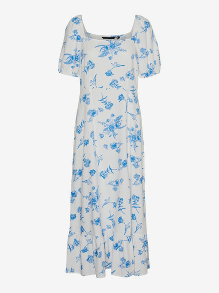 Vero Moda Rochie maxi cu flori albe și albastre din in pentru femei Vero Moda Mymilo